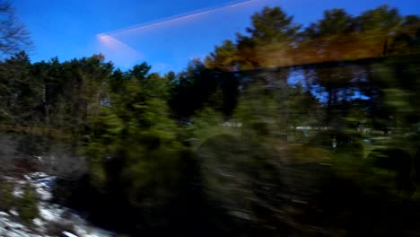 shooting from the railway carriage, through glass in the movement.