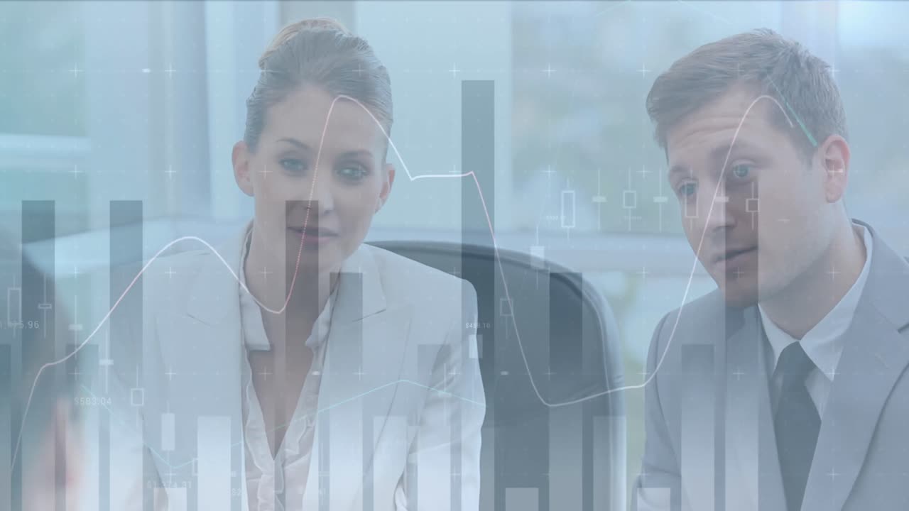 animación del procesamiento estadístico sobre las personas de negocios