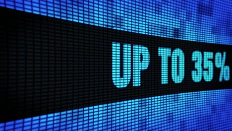 percentage off display on digital screen