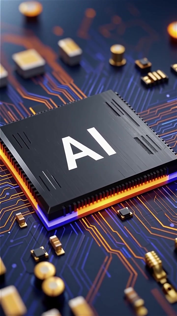 Futuristic AI Chip Motherboard Technology Background