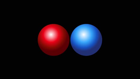 animated spheres demonstrating gravitational interactions.