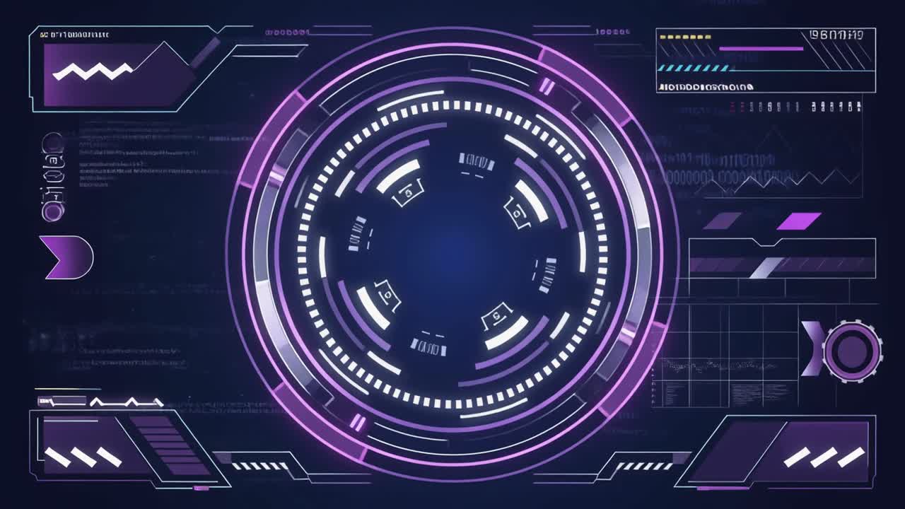 Futuristic Digital HUD Interface with Data Visualization