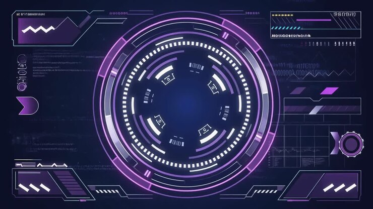 Futuristic Digital HUD Interface with Data Visualization