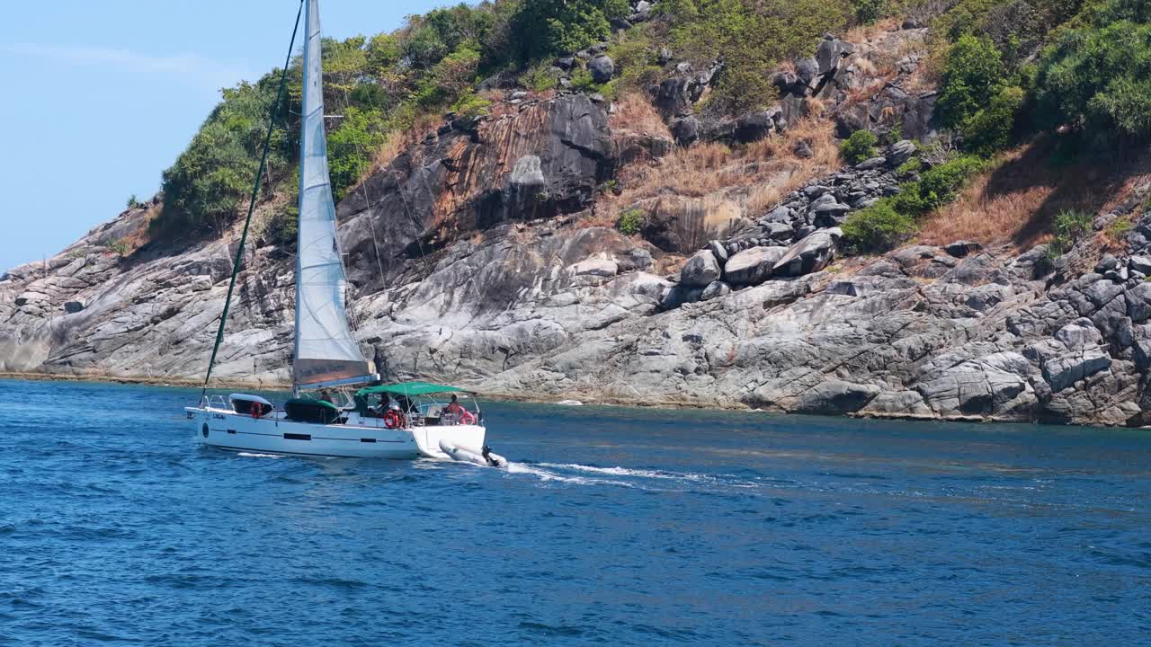 Sailing Yacht at Tropical Island