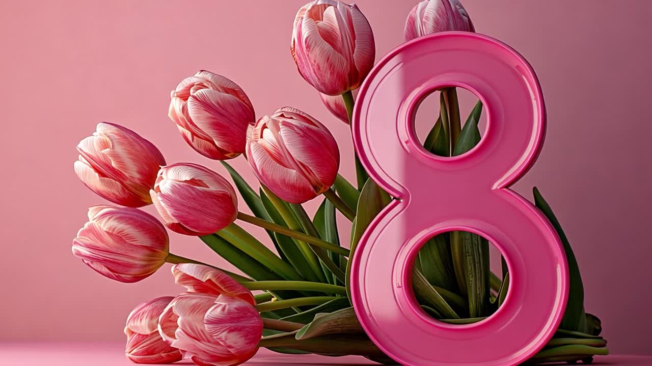 Tulipani rosa e numero 8 per la Giornata Internazionale della Donna