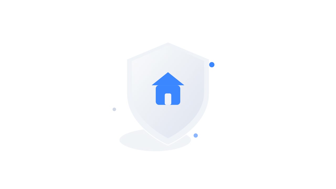 Animated Shield Icon with House Symbol Representing Home Security
