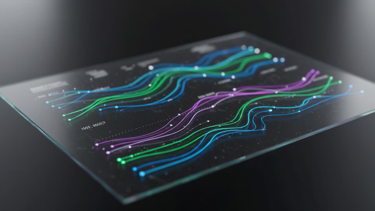 Interactive Data Visualization Featuring Dynamic Line Graphs in Vivid Colors, Demonstrating Trends and Insights Across Various Parameters on a Clear Background