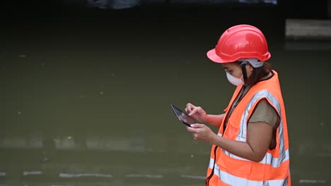 environmental engineers work at wastewater treatment plants