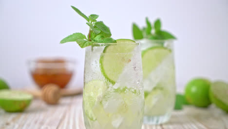 iced lime soda with mint - refreshing drink