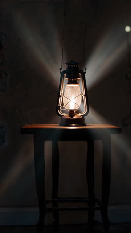 vintage lantern on wooden table