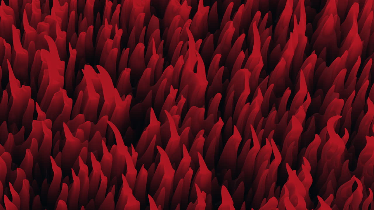 A macro photo of a vibrant red flame with intricate, jagged patterns forming a circular shape. The fiery details contrast sharply against a dark black backdrop