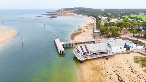 coastal town pier and beach view