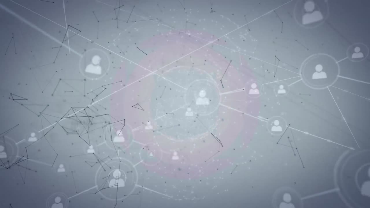 animación de la red de conexiones con iconos sobre formas