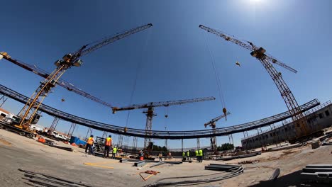 construction site with multiple cranes