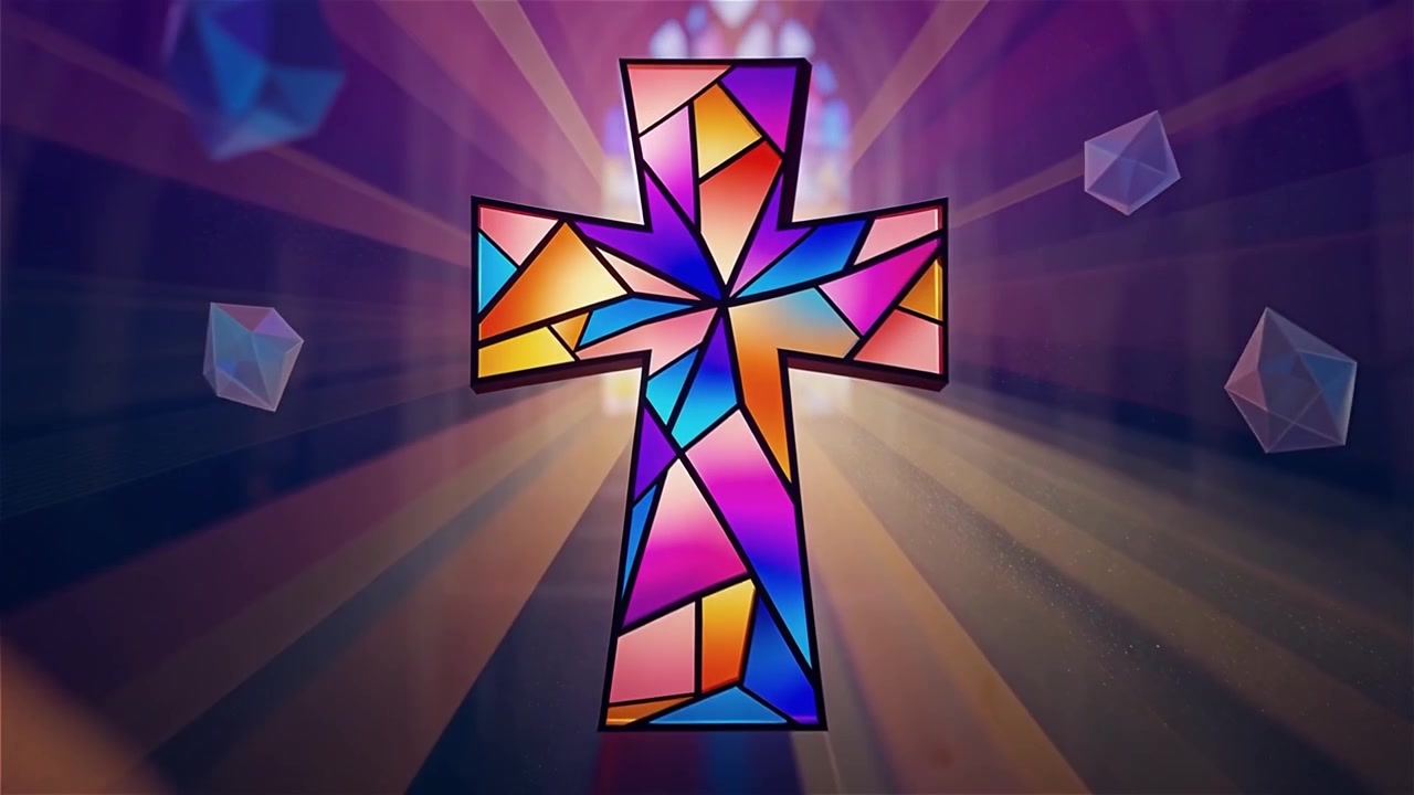 Cruz Cristiana con Luz Celestial, Fondo para Adoración.