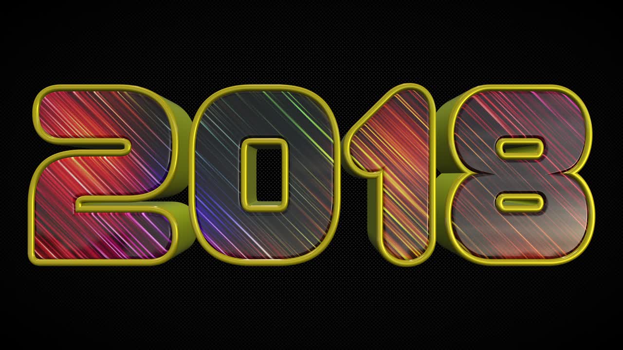 2018 3D Shiny And Colorful Number