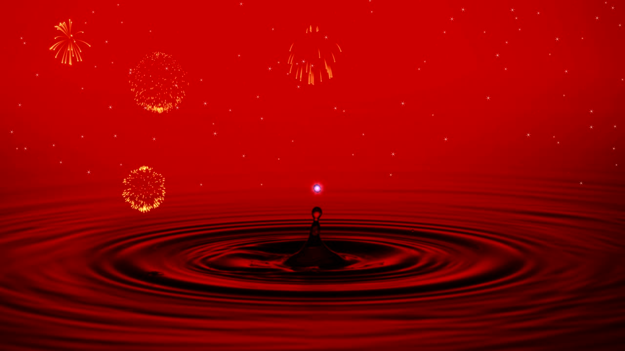 gráficos de movimiento de fuegos artificiales en la capa de gota roja