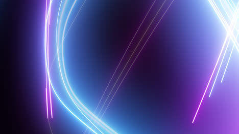 camera slowly panning from right to left close up of abstract glowing blue and purple growing lines animation weaving, good for a club or bar event, or a general atmospheric background or wallpaper