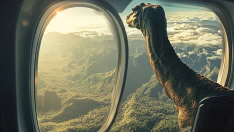 dinosaur views from an airplane window