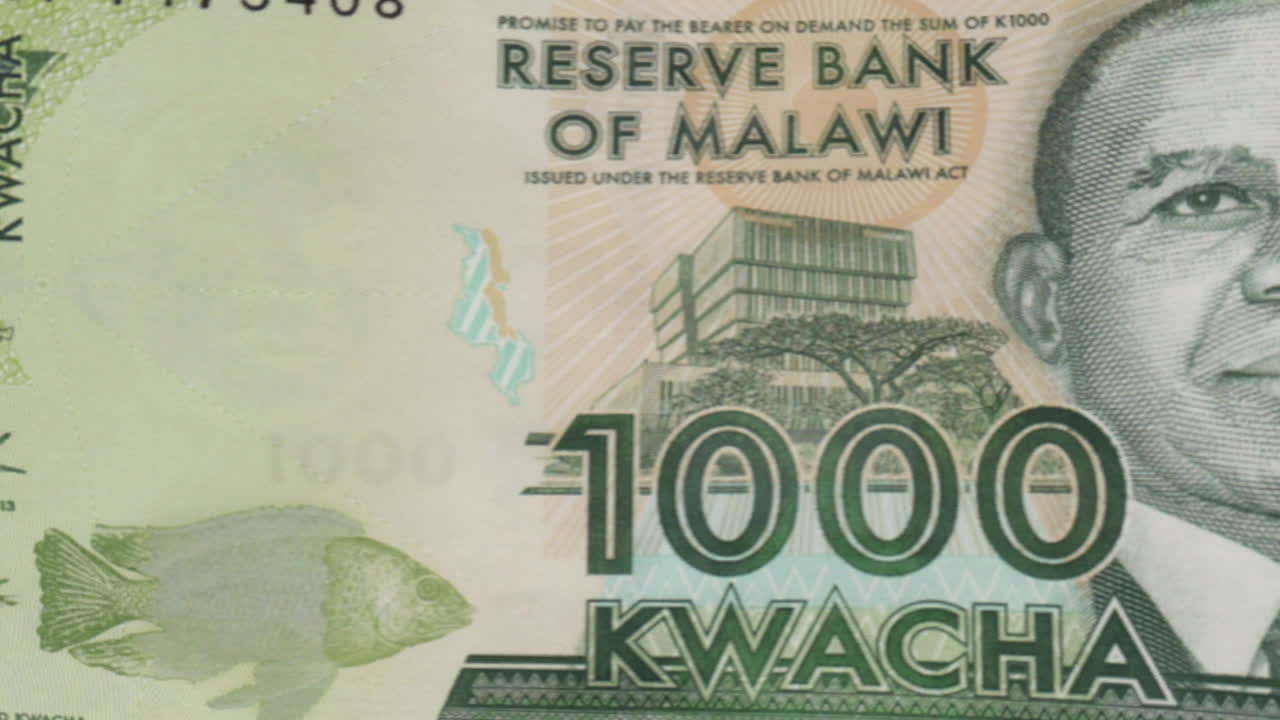 Malawian 1000 Kwacha Banknote on Green Screen