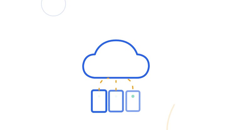 Animated Cloud Computing Network Diagram with Server Icons