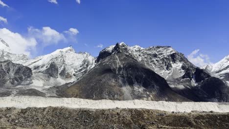 breathtaking view of the snow-capped himalayan range seen along the iconic everest base camp trekking route in nepal.
