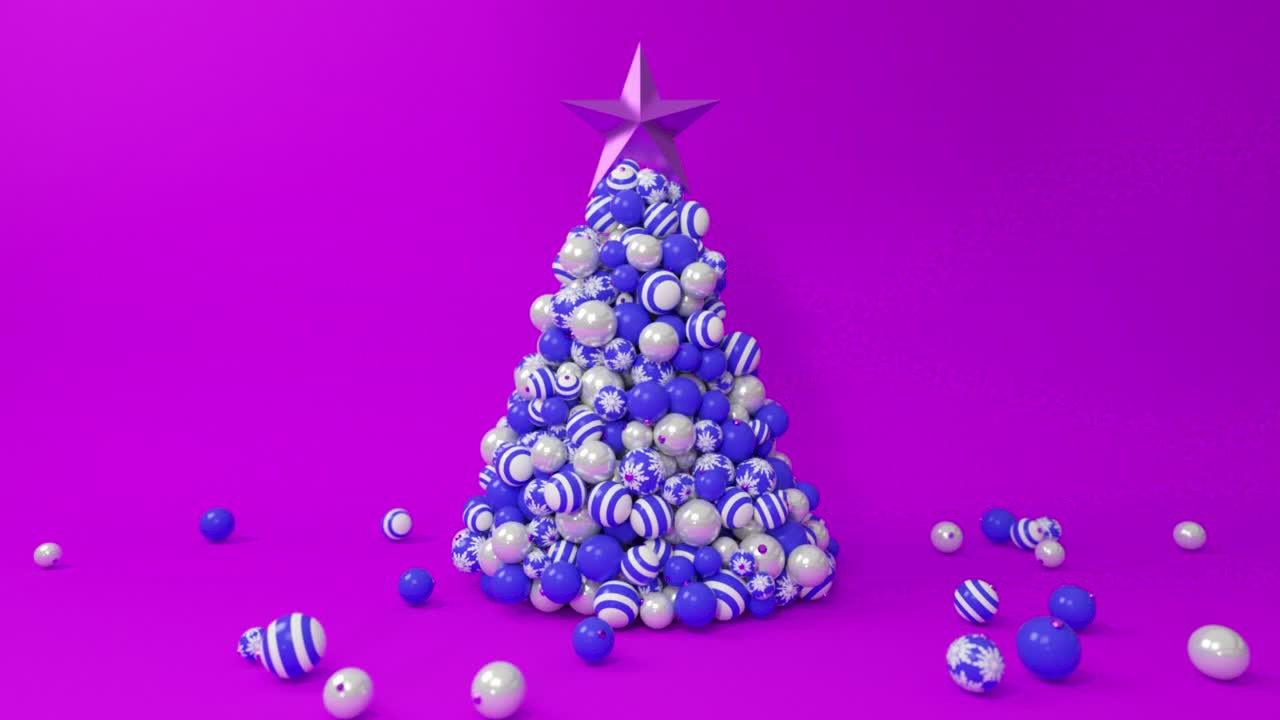 공을 가진 추상적인 크리스마스 트리