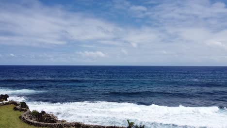 Deep-blue-sea-palm-tree-reveal-shot-in-Philippines