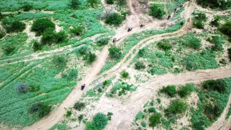 motorcycles passing through winding paths in ngorongoro conservation park, tanzania, east africa