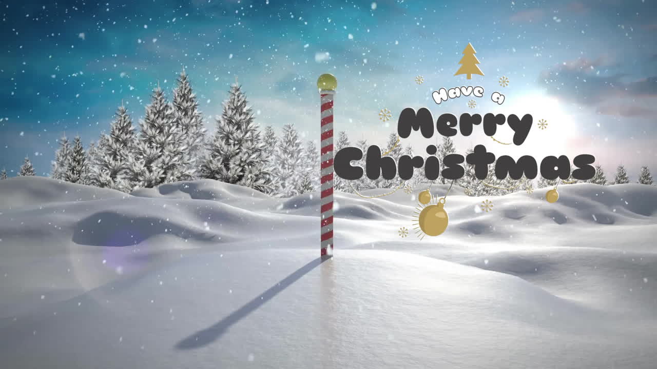 Animation of have a merry christmas text over winter landscape