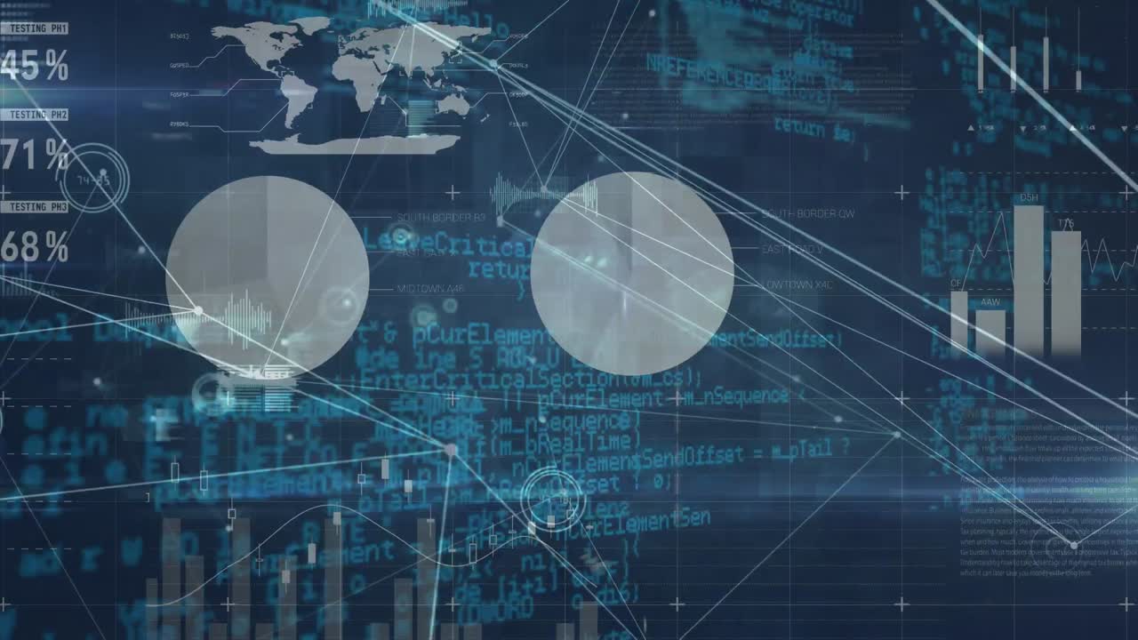 Animation of network of connections over data processing
