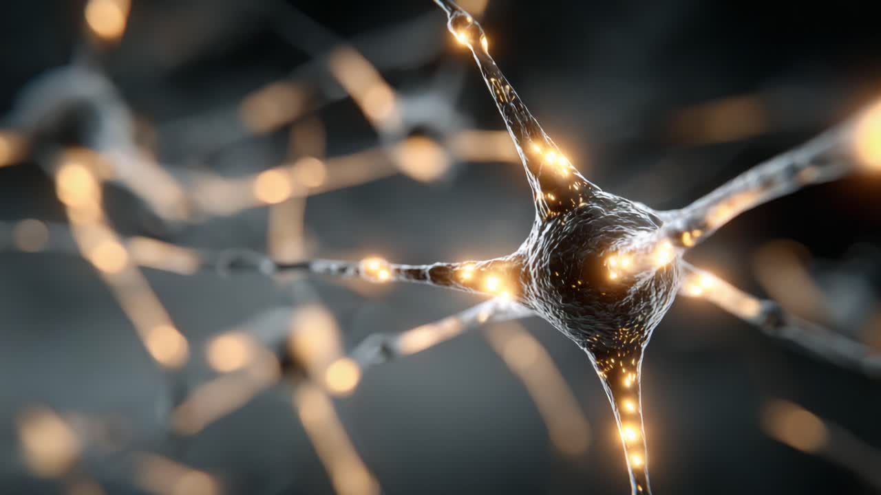 A Stunning Close-Up Exploration of Neurons and Their Intricate Networks, Highlighting the Glowing Synaptic Connections and Complex Structures Within the Nervous System