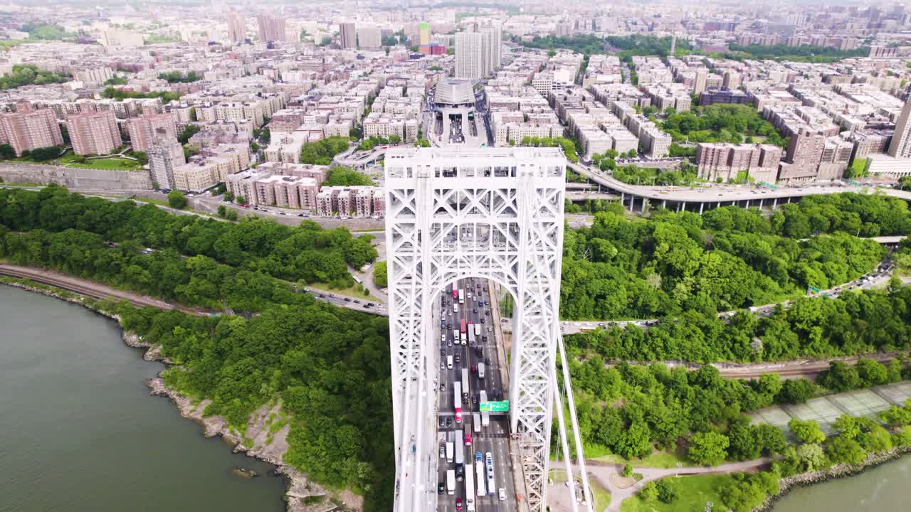 Overhead view of traffic on the George Washington Bridge, NYC