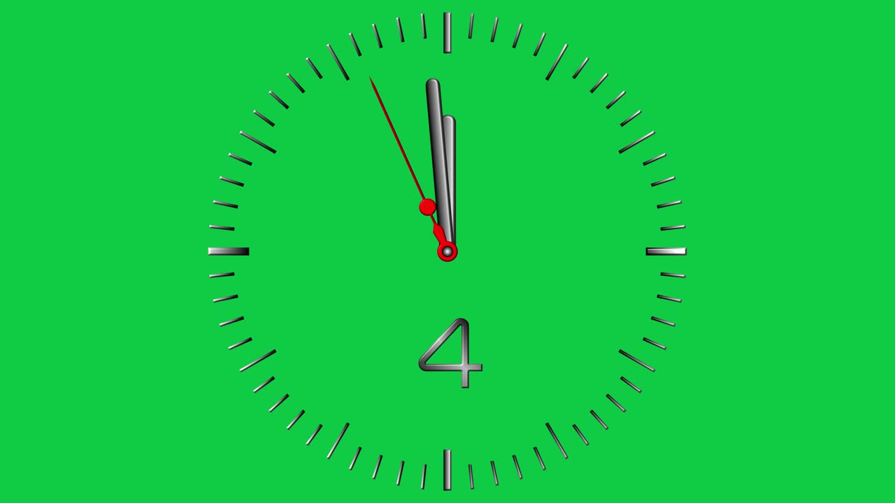 Analog Clock Ten Seconds with Numbers  Animated Stopwatch Countdown on Green Screen 4K