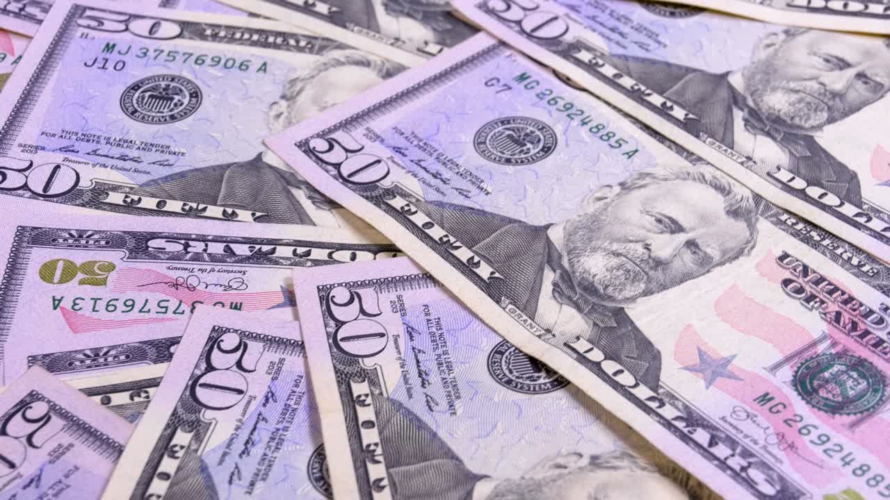 50 달러 가치의 미국 지폐의 배경