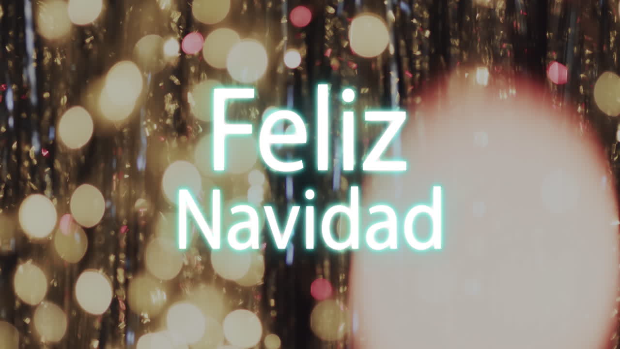 animación del texto de feliz navidad sobre manchas amarillas de fondo claro