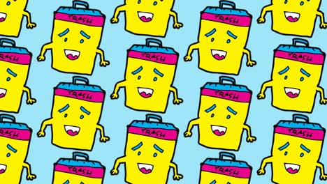 kids drawing pop art seamless background with theme of trash can