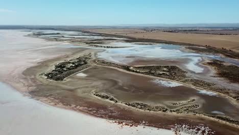 aerial footage of landforms near the edge of lake tyrell, in north-west victoria, may 2021