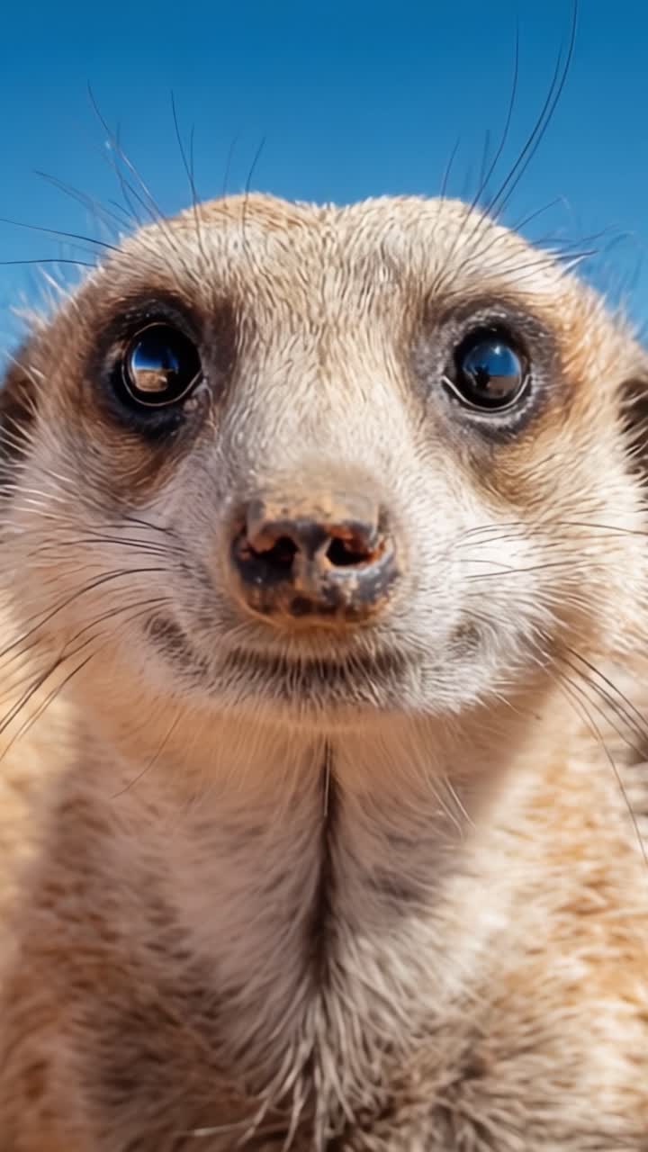 Ritratti di suricati teneri e curiosi: Immagini ravvicinate accattivanti mostrano la natura espressiva e i dettagli intricati di questa adorabile creatura del deserto.