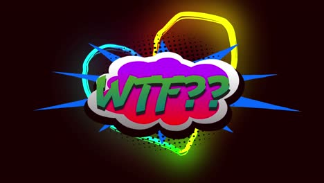 animación de texto wtf sobre corazón de neón sobre fondo negro