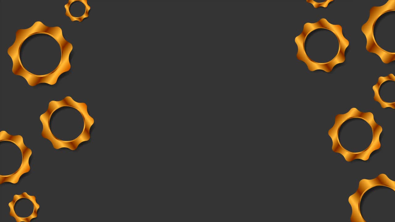engranajes de bronce en fondo oscuro animación de video de tecnología
