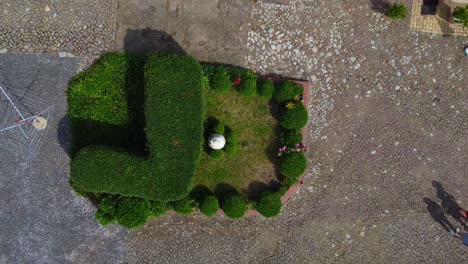 small accurate garden on a farm
gorgeous aerial view flight bird's eye view drone footage
at countryside village hainichen in europe saxony anhalt, summer