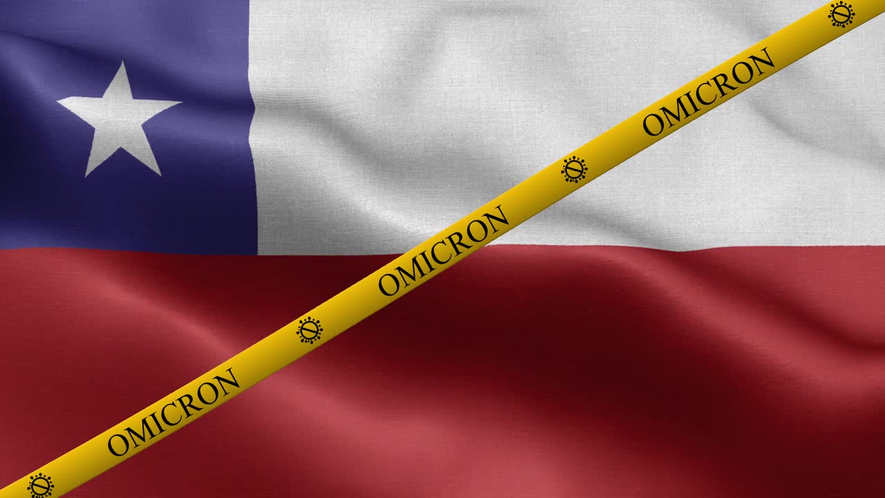 variante omicron y banda de prohibición en la bandera de chile