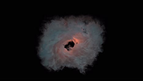 turbulent cloud of smoke or gas pulses with a dramatic red light from its core. looping animation, ideal as an abstract background, angry storm, or energy source
