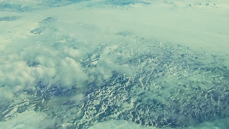 flying in a plane over greenland