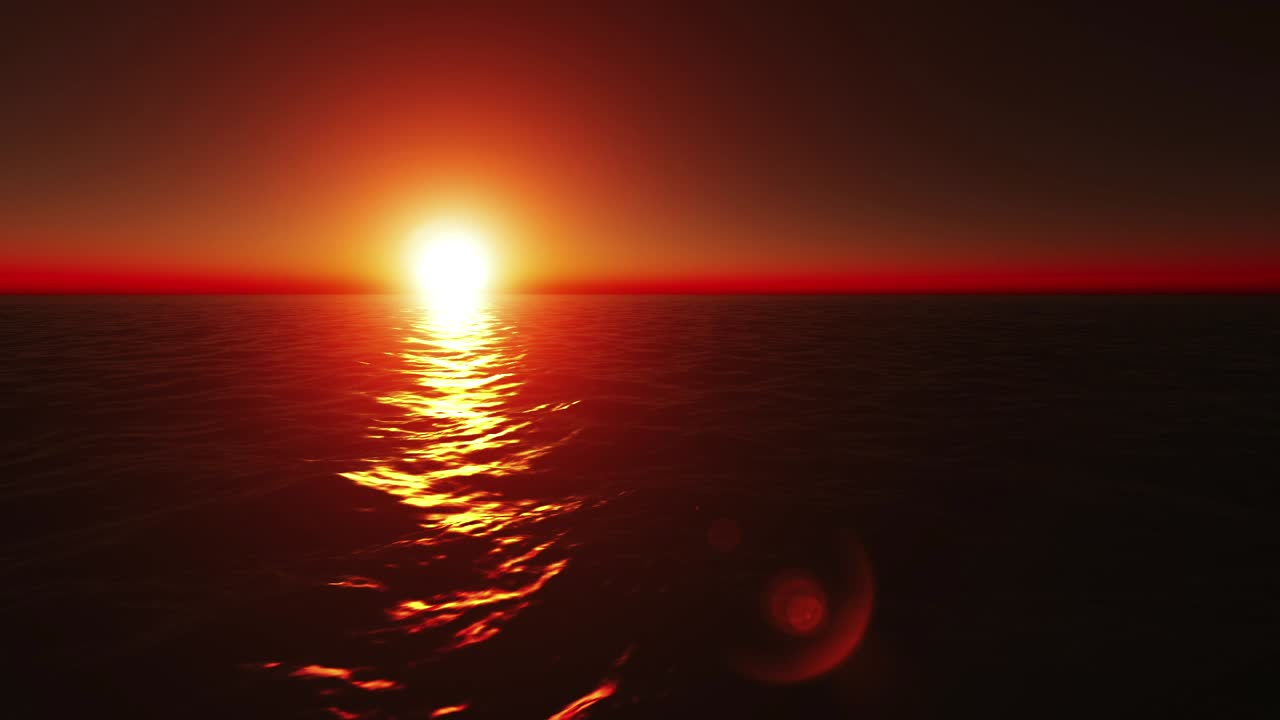 바다 위에 해가 지는 것