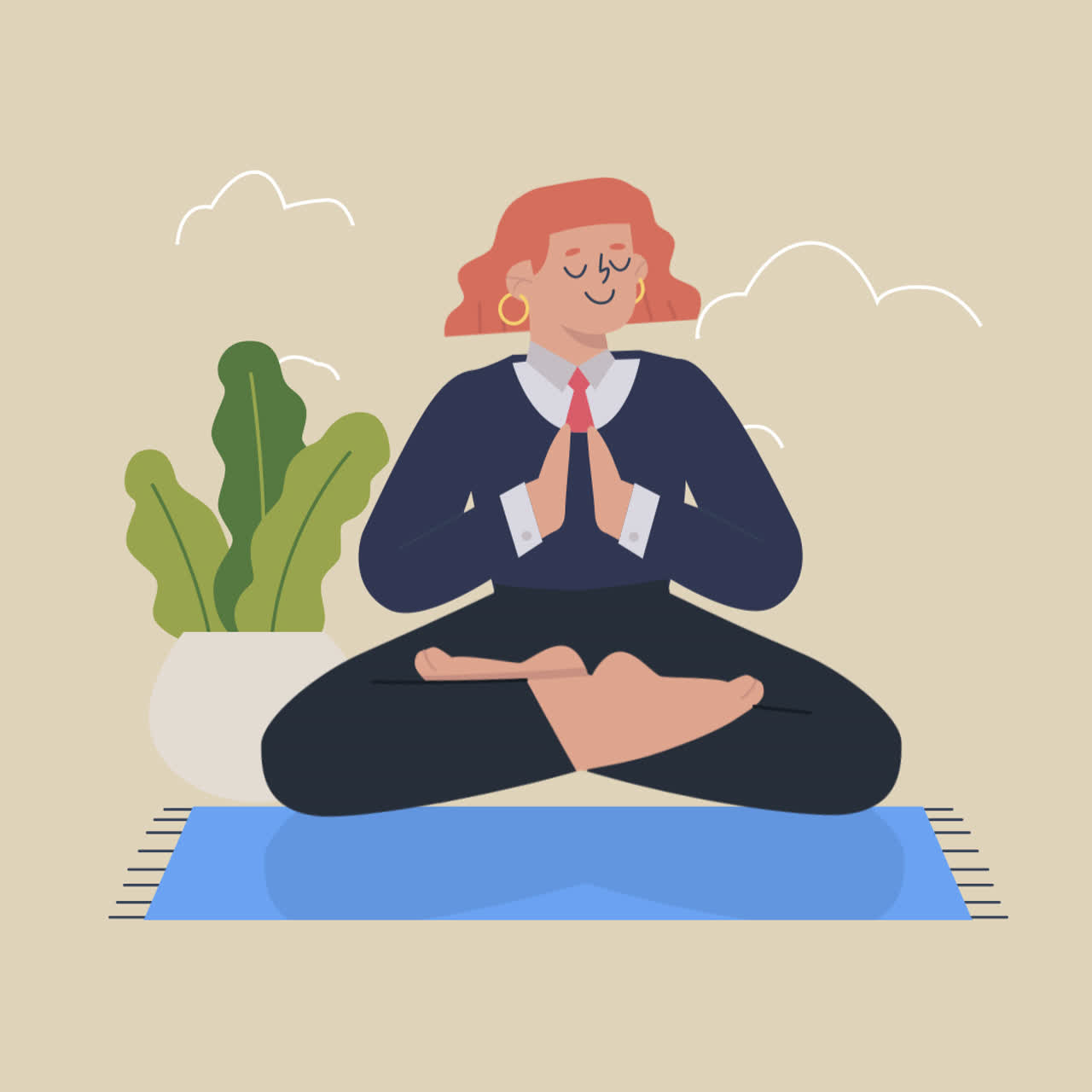 Forretningskvinde dyrker yoga