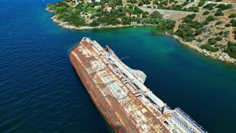 MS-Mediterranean-Sky-vessel-flipped-on-side-and-sunk,-aerial-view