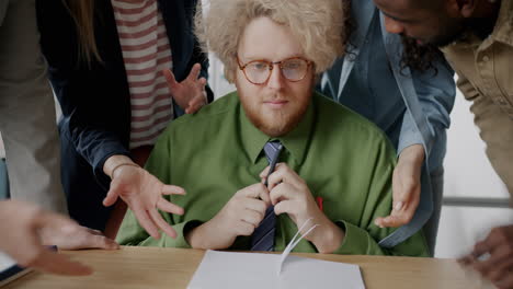 Stressed Employee in a Meeting