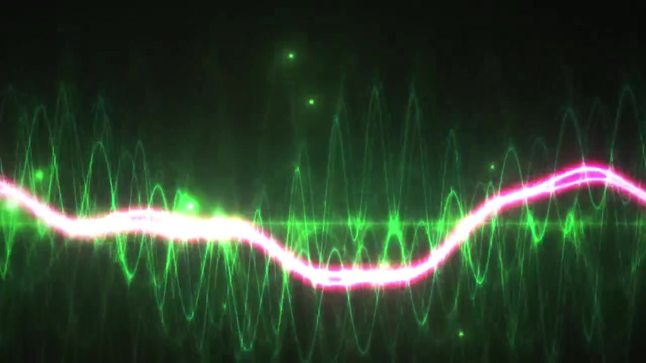 Abstract Sound Wave Equalizer with Neon Green and Pink Lines